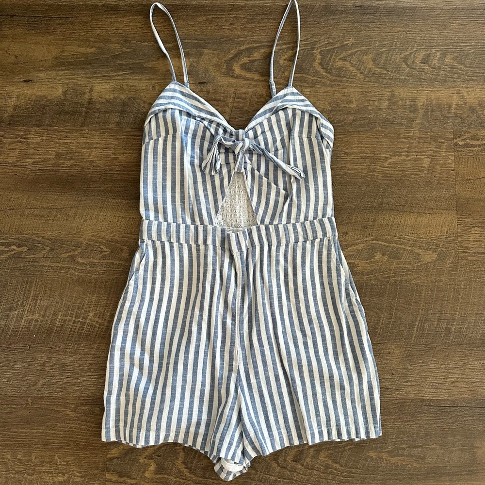 Abercrombie & Fitch Blue and White Striped Romper